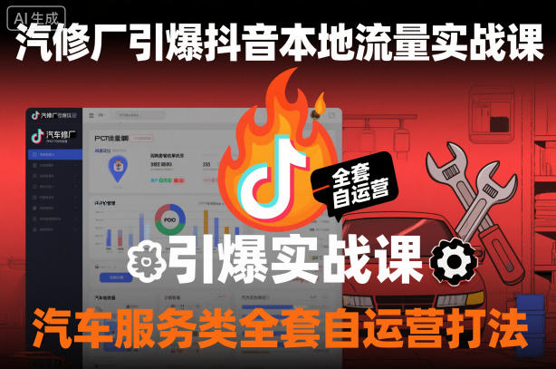 汽修厂引爆抖音本地流量实战课，汽车服务类全套自运营打法-沐风资源库