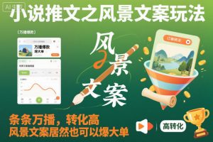 小说推文之风景文案玩法，条条万播，转化高，风景文案居然也可以爆大单！-沐风资源库