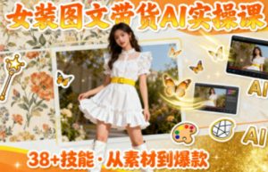 女装图文带货的AI实操课，覆盖38个实用技能，快速提升素材制作效率-沐风资源库