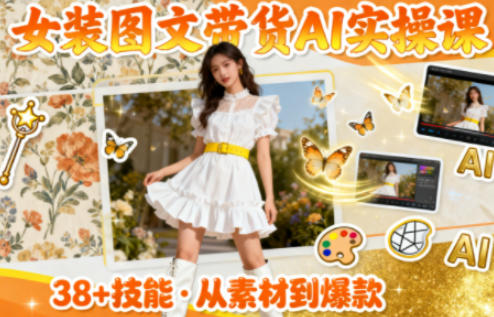 女装图文带货的AI实操课，覆盖38个实用技能，快速提升素材制作效率-沐风资源库