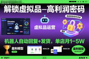 解锁虚拟品高利润密码：机器人自动回复+发货，单店月1-5W【揭秘】-沐风资源库