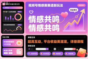 视频号情感赛道新玩法，超高互动，平台收益美滋滋，详细课程-沐风资源库