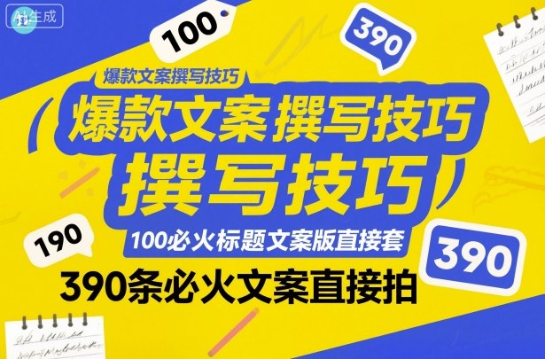 爆款文案撰写技巧，100个必火标题文案模版直接套，390条必火文案直接拍-沐风资源库
