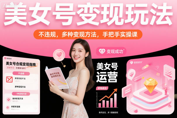 美女号变现玩法，不违规，多种变现方法，手把手实操课-沐风资源库