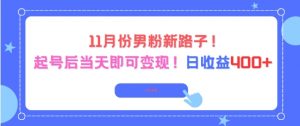 11月份男粉新路子，起号后当天即可变现，日收益4张-沐风资源库