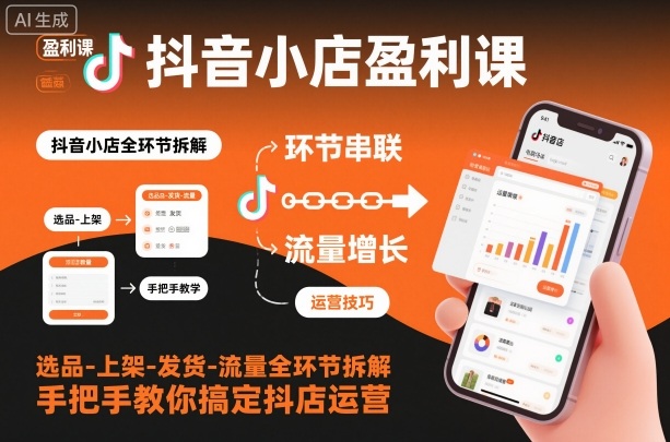 抖音小店盈利课-选品-上架-发货-流量全环节拆解，手把手教你搞定抖店运营-沐风资源库