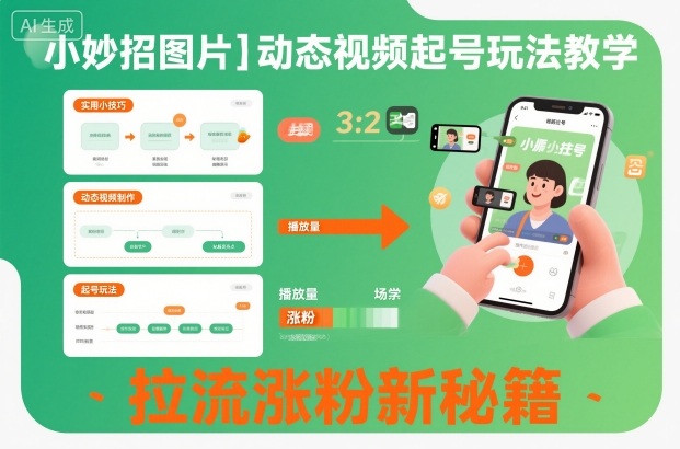 小妙招图片＋动态视频起号玩法教学，拉流涨粉新秘籍-沐风资源库