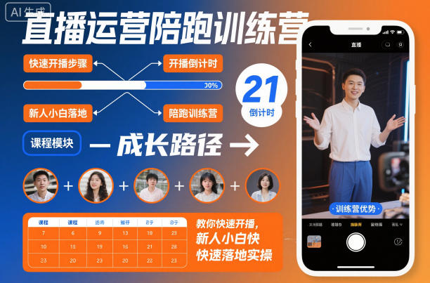 直播运营陪跑训练营，教你快速开播，新人小白快速落地实操-沐风资源库
