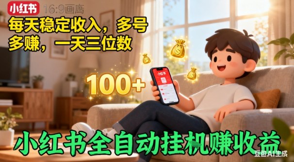 小红书自动挂G賺收益，每天稳定收入，多号多賺，一天三位数【揭秘】-沐风资源库