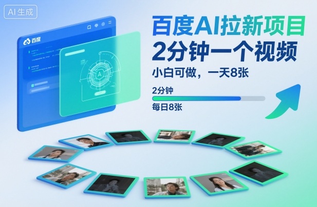 百度AI拉新项目，2分钟一个视频，小白可做，一天8张【附案例+保姆级教程】-沐风资源库