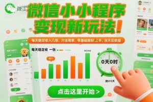 微信小程序变现新玩法，每天稳定收入几张，方法简单，零基础也能轻松上手，当天见收益【揭秘】-沐风资源库