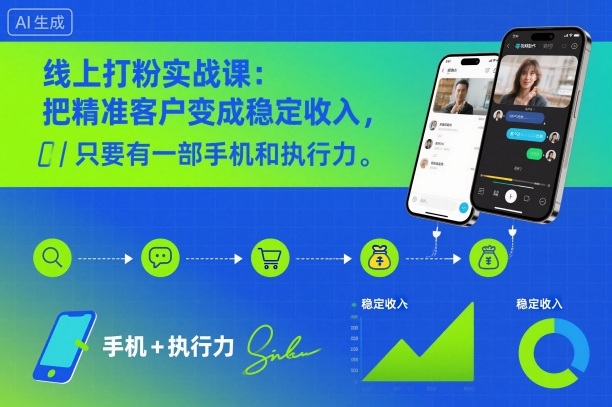 线上打粉实战课：把精准客户变成稳定收入，只要有一部手机和执行力-沐风资源库