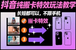 某社群抖音纯搬卡特效玩法教学，长短都可以，不限手机-沐风资源库
