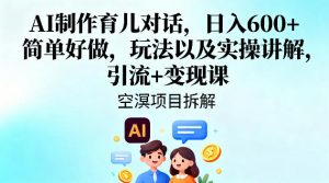 AI制作育儿对话，日入6张+，简单好做，玩法以及实操讲解，引流+变现课-沐风资源库