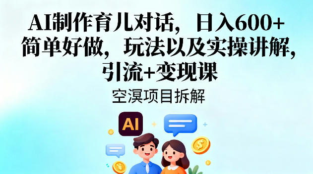 AI制作育儿对话，日入6张+，简单好做，玩法以及实操讲解，引流+变现课-沐风资源库