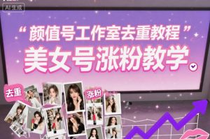 颜值号工作室去重教程，美女号涨粉教学-沐风资源库