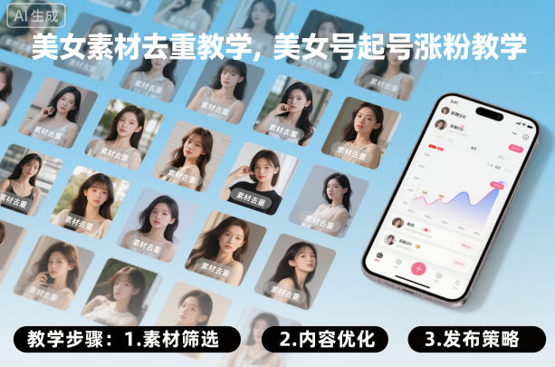 美女素材去重教学，美女号起号涨粉教学-沐风资源库