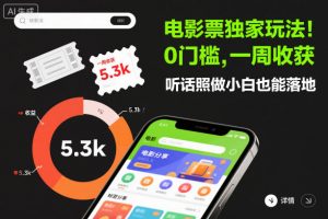 电影票独家玩法！0门槛，一周收获5.3k，听话照做小白也能落地【揭秘】-沐风资源库