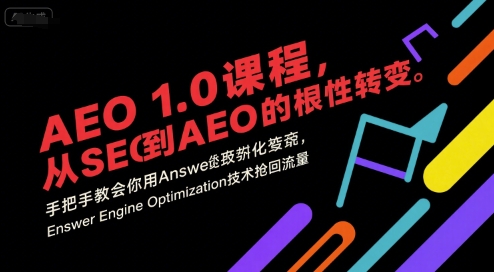 AEO 1.0 课程，从SEO到AE0的基命性转变，手把手教会你用AnswerEngineOptimization技术抢回流量（更新）-沐风资源库