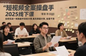 短视频全案操盘手2025线下课，全部实战一线操盘手经验分享，毫无保留分享，全是干货-沐风资源库