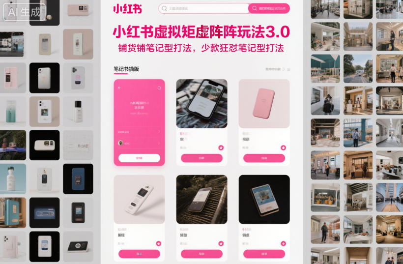 小红书虚拟矩阵玩法3.0，铺货铺笔记型打法，少款狂怼笔记型打法-沐风资源库