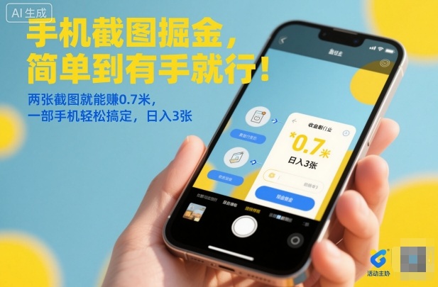 手机截图掘金，简单到有手就行！两张截图就能賺0.7米，一部手机轻松搞定，日入3张【揭秘】-沐风资源库
