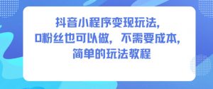 抖音小程序变现玩法，0粉丝也可以做，不需要成本，简单的玩法教程-沐风资源库