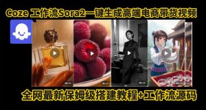 coze智能体sora2一键生成电商带货高端视频工作流保姆级拆解教程，无需剪辑，无需拍摄-沐风资源库