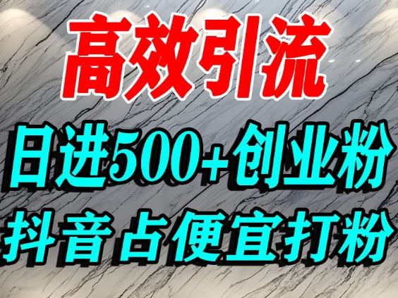 怎么打创业粉？抖音利用占便宜心理引流创业粉，单人日引500+精准流量-沐风资源库