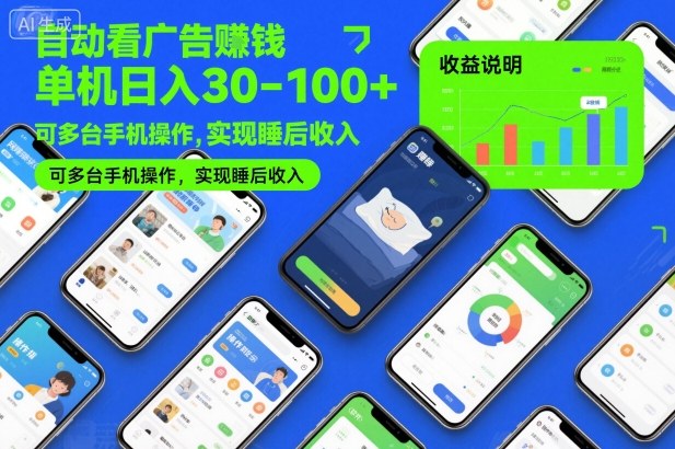 自动看广告賺钱，单机日入30-100+，可多台手机操作，实现睡后收入【揭秘】-沐风资源库