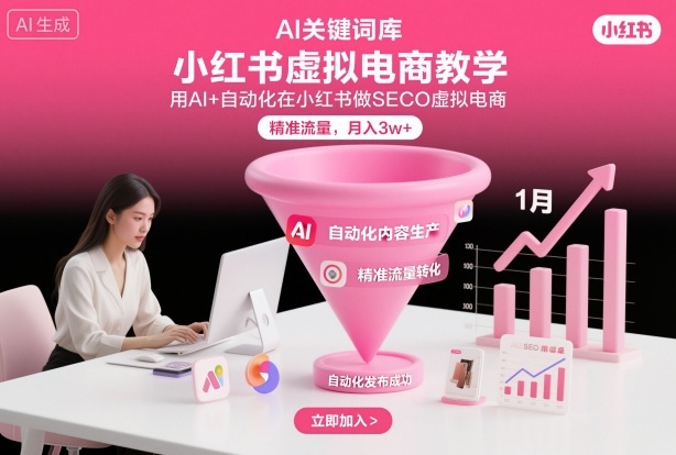 小红书虚拟电商项目，用AI+自动化在小红书做SEO虚拟电商，精准流量，月入3w+-沐风资源库