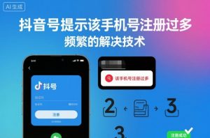 抖音号提示该手机号注册过多，频繁的解决技术-沐风资源库