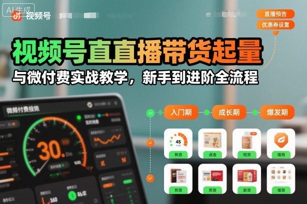 视频号直播带货起量与微付费实战教学，新手到进阶全流程-沐风资源库