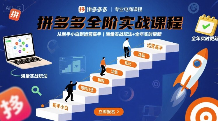拼多多全阶实战课程，从新手小白到运营高手，海量实战玩法+全年实时更新【2025年10月更新】-沐风资源库