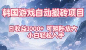 韩国游戏自动搬砖项目，日收益1k+，可矩阵放大，小白轻松入手【揭秘】-沐风资源库