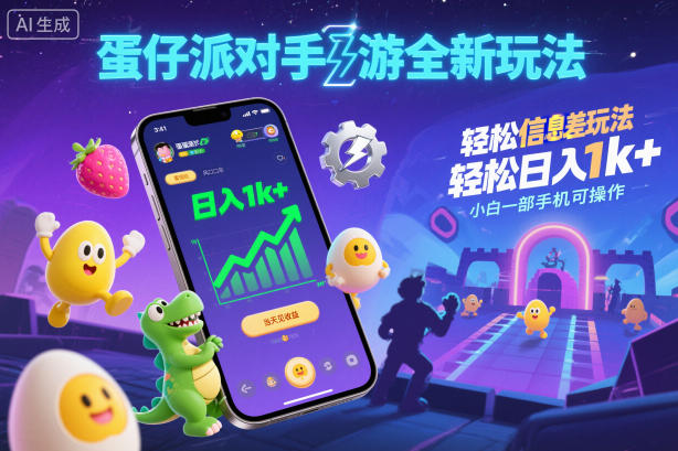 蛋仔派对手游全新玩法，轻松日入1k+，风口信息差玩法，当天见收益，小白一部手机可操作-沐风资源库
