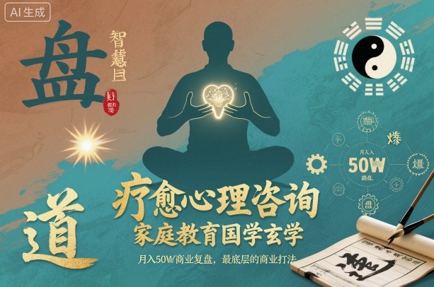 疗愈心理咨询，家庭教育国学玄学，月入50个商业复盘，最底层的商业打法-沐风资源库