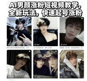 AI男颜涨粉短视频教学，全新玩法，快速起号涨粉-沐风资源库