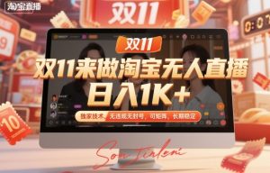 双11来做淘宝无人直播，日入1K+，独家技术，无违规无封号，可矩阵，长期稳定【揭秘】-沐风资源库