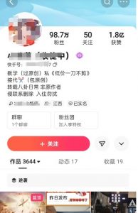 快手百万粉丝博主快手一刀不剪无脑搬运技术，几分钟就能搞定一条作品，条条过同框-沐风资源库