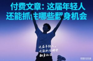 付费文章：这届年轻人，还能抓住哪些翻身机会-沐风资源库