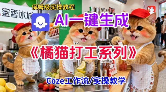 Coze扣子工作流一键生成胖橘猫打工短视频，保姆级实操搭建教学-沐风资源库