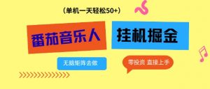 番茄音乐人挂G项目，多窗口去跑一天完稳定50+，零投资，简单无脑【揭秘】-沐风资源库