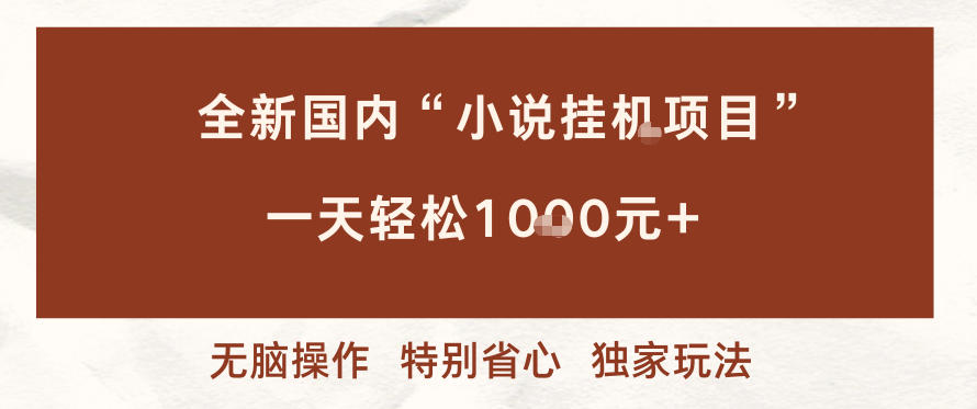 全新国内小说挂G项目，多窗口无脑跑，一天轻松1k+，特别省心【揭秘】-沐风资源库