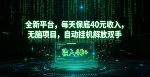 全新平台，每天保底40米收入，无脑项目，自动挂G解放双手【揭秘】-沐风资源库