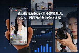 企业短视频运营+直播带货系统，从小白到百万粉丝的必修课程-沐风资源库
