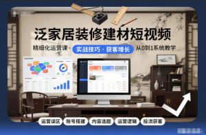泛家居装修建材短视频精细化运营课，运营误区+账号搭建+内容选题+运营逻辑+投流获客-沐风资源库
