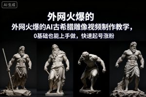 外网火爆的AI古希腊雕像视频制作教学，0基础也能上手做，快速起号涨粉-沐风资源库