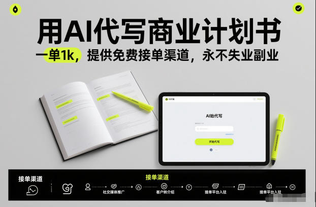用AI代写商业计划书，一单1k，提供免费接单渠道，永不失业副业-沐风资源库