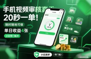 手机视频审核真香！20秒一单，随时随地可做，单日收益4张，小白零门槛冲【揭秘】-沐风资源库